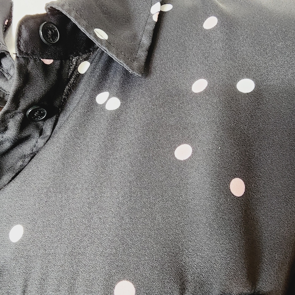 Jones New York polka dot long sleeved button‎ up blouse women's Large - Picture 7 of 10